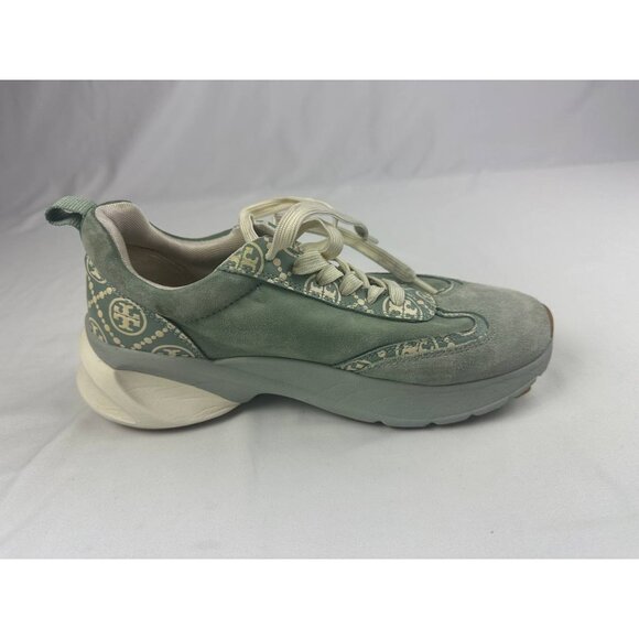TORY BURCH T Monogram Good Luck Trainer Blue Celadon Women's Shoes Size 9M - Picture 5 of 9